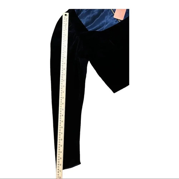 Silvia Tcherassi Woman Madison Cropped Velvet Top Navy Large - Picture 10 of 15